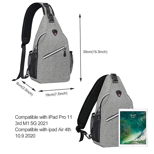 MOSISO Sling Backpack, Multipurpose Crossbody Shoulder Bag Travel Hiking Daypack - color: Gray