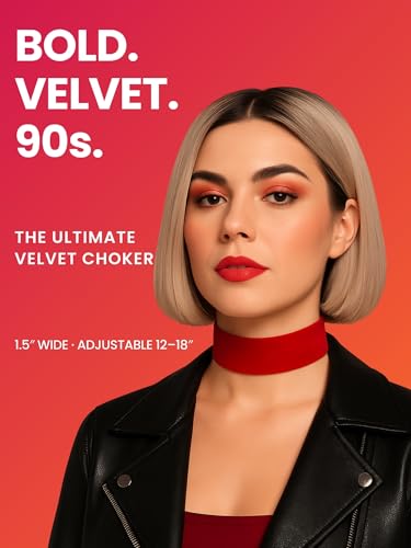 3-Pack Chokers — Velvet (1.5") + Leather (0.6") + Heart Pendant, Adjustable 12–18", Stainless Steel Hardware, 90s/Goth Layering Set — Black | Red | Green | White - color: Red