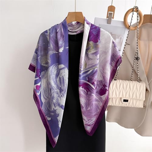 XL 43 Inch Extra Large Square Scarf Fashion Scarves Silk Feeling Hair Scarf Wrapping Scarfs Night Sleeping Headscarf - color: Ba1025