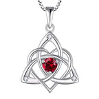 STARCHENIE Celtic Knot Necklace for Women 925 Sterling Silver Trinity Love Knot Pendant Birthstones Jewelry - color: 7-ruby-Jul