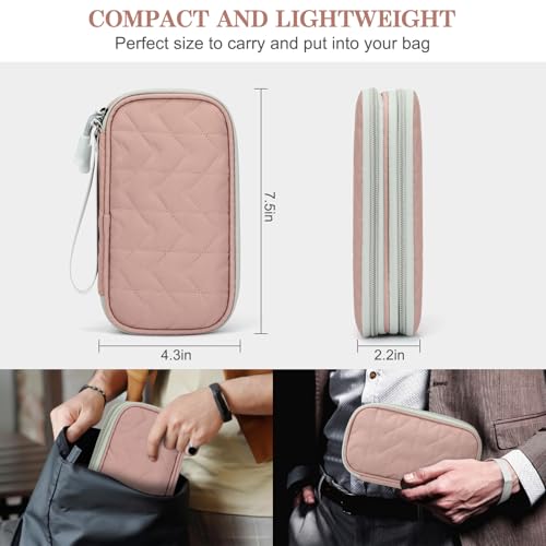 FYY Electronic Organizer, Travel Cable Organizer Bag Pouch Electronic Accessories Carry Case Portable Waterproof Double Layers All-in-One Storage Bag for Cable, Cord, Charger, Phone, Pink Pattern - color: Pink-Pattern, style: Small