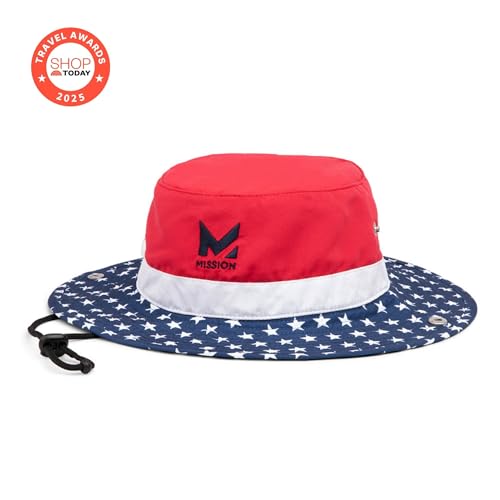 MISSION Cooling Bucket Hat - Unisex Wide-Brim Hat for Men & Women - Lightweight, Foldable & Durable - Cools Up to 2 Hours - color: Stars & Stripes