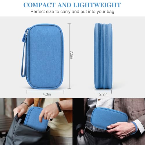 FYY Electronic Organizer, Travel Organizer Bag Pouch, Electronic Accessories Carry Case, Portable Waterproof Double Layers All-in-One Storage Bag for Cable, Cord, Charger, Phone, Earphone, Cyan - color: Cyan, style: Small