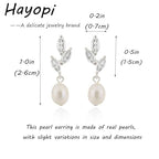 Hayopi Pearl Earrings for Women - Dainty Gold Dangle Drop Earrings, 14k Gold Plated Cute Bow Design, Hypoallergenic Pearl Studs, Wedding Jewelry Gifts - color: SILVER-silver CZ