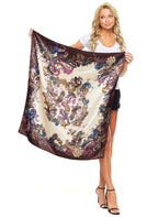 4 Pc Set Large 35 x 35 inches Satin Square Scarves Neck Hair Head Scarf Bundle - color: Set M