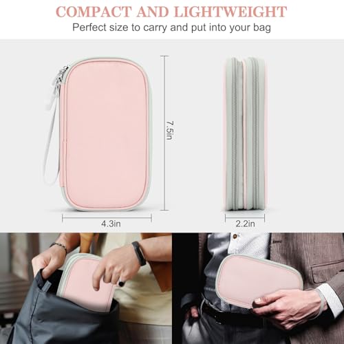 FYY Electronic Organizer, Travel Cable Organizer Bag Pouch Electronic Accessories Carry Case Portable Waterproof Double Layers All-in-One Storage Bag for Cable, Cord, Phone, Earphone-Light Pink - color: Light Pink, style: Small