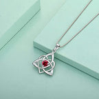 STARCHENIE Celtic Knot Necklace for Women 925 Sterling Silver Trinity Love Knot Pendant Birthstones Jewelry - color: 7-ruby-Jul