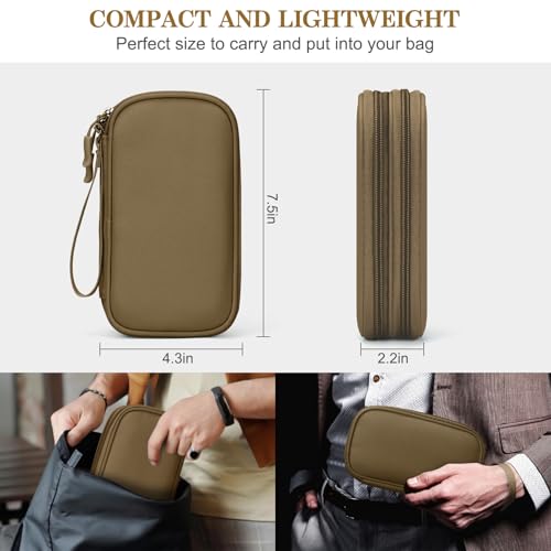 FYY Electronic Organizer, Travel Cable Organizer Bag Pouch Electronic Accessories Carry Case Portable Waterproof Double Layers All-in-One Storage Bag for Cable, Cord, Charger, Phone, Earphone Brown - color: Brown, style: Small