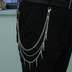 Layered Pants Chain keychain for Women Men Punk Wallet Chains Hiphop Jeans Keychain Halloween Jewelry - style: D-bullet chain1