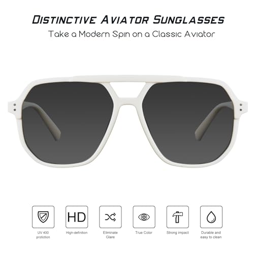 mosanana Oversized Aviator Sunglasses for Women and Men with Polarized Lens MS52243 - color: C3-creamywhite