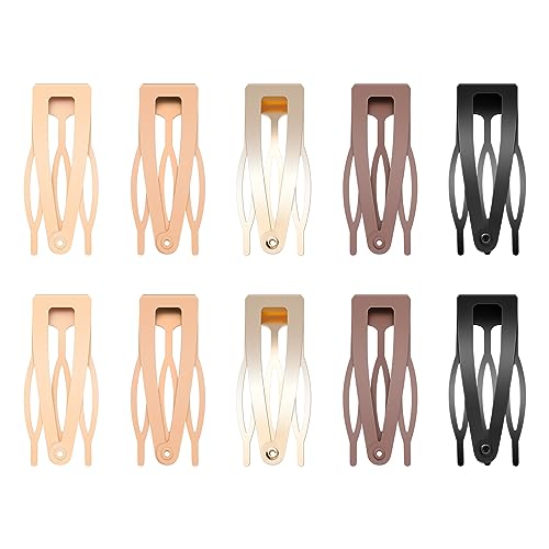 10 Pcs Double Grip Hair Clips, Sightor Metal Snap Hair Clips Hair Barrettes for Women Hair Making Salon Supplies Hair Accessories (Black, Brown, Beige, Khaki, Gold) - color: Black, Brown, Beige, Khaki, Gold