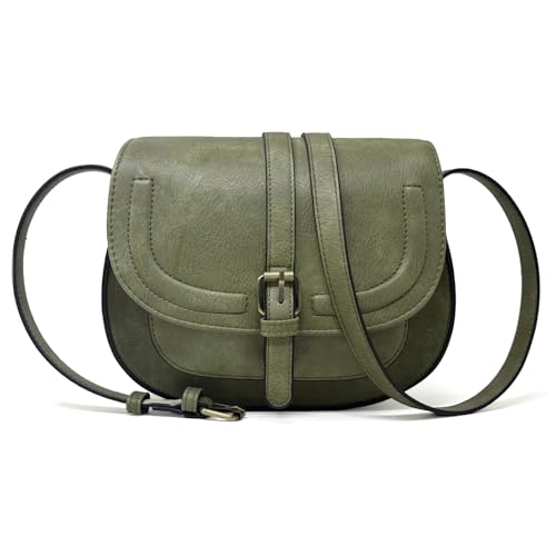 AFKOMST Crossbody Bags for Women,Small Saddle Purse and Boho Cross Body Handbags,Vegan Leather - color: Light Green