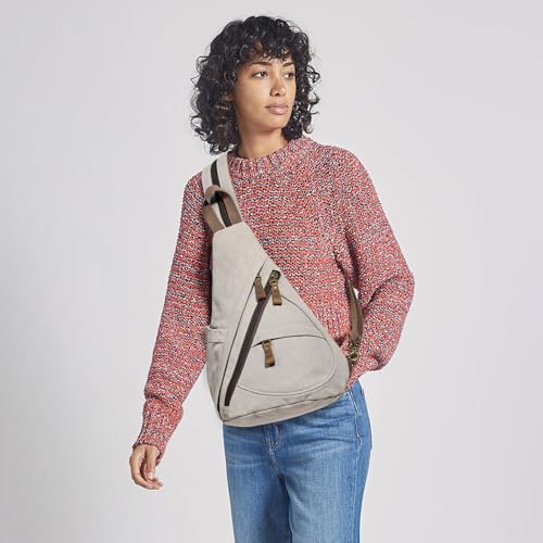 KL928 Canvas Sling Bag - Small Crossbody Backpack Shoulder Casual Daypack Rucksack for Men Women(Large Version,Leaden) - color: Canvas-leaden