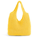 Hand-woven Soft Large Straw Shoulder Bag Boho Straw Handle Tote Retro Summer Beach Bag Rattan Handbag - color: Yellow