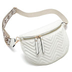 Women's Vegan Leather Crossbody Waist Pack, Fanny Pack Sling Bag with Adjustable Belt, Boho Style Shoulder Purse for Travel, Daily Use (White) - color: C-White