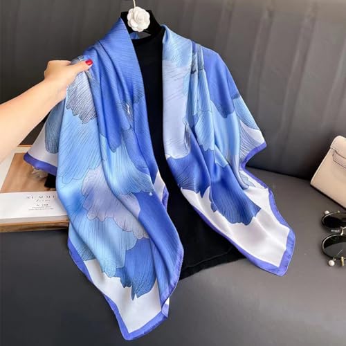 XL 43 Inch Extra Large Square Scarf Fashion Scarves Silk Feeling Hair Scarf Wrapping Scarfs Night Sleeping Headscarf - color: Ba1026