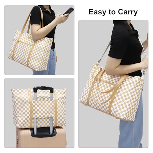 Laptop Tote Bag for Women 17 Inch, Teacher Work Bag with Compartments Business Laptop Bag With 15 Pockets Work Tote Bag - color: A1-brown/Beige Canvas-1pcs