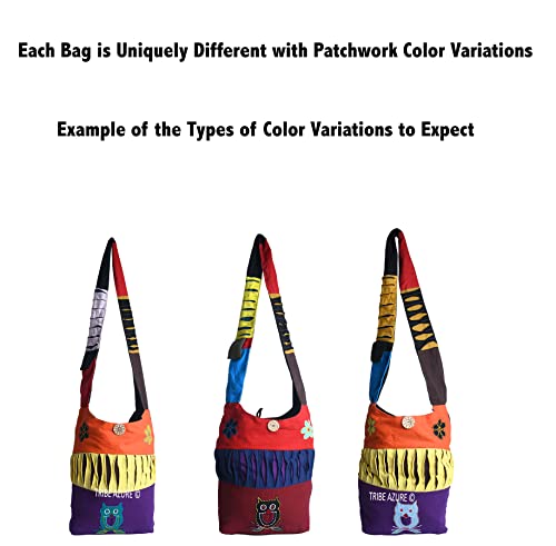 Blue Red Hobo Cotton Sling Cross Body Messenger Shoulder Bag Hippie Boho Bohemian Light Roomy Spacious | Hippie, Boho, Bohemian, Light, Roomy, Spacious - style: Owl