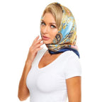 4 Pc Set Large 35 x 35 inches Satin Square Scarves Neck Hair Head Scarf Bundle - color: Set N