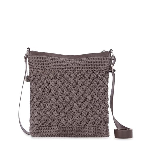 The Sak Lucia Crossbody Bag in Crochet, Convertible Purse with Adjustable Shoulder Strap - color: Mushroom Cozy Weave