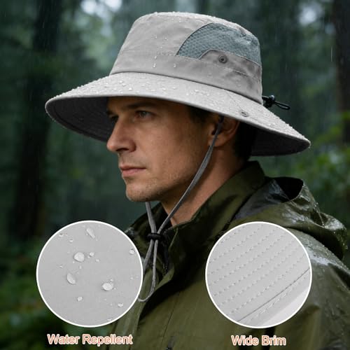 Sun Hat for Men Women UV Protection Wide Brim Fishing Hats Breathable UPF 50+ Boonie Bucket Hats Beach Safari Hiking Garden - color: 1 Pack Lightgrey-1