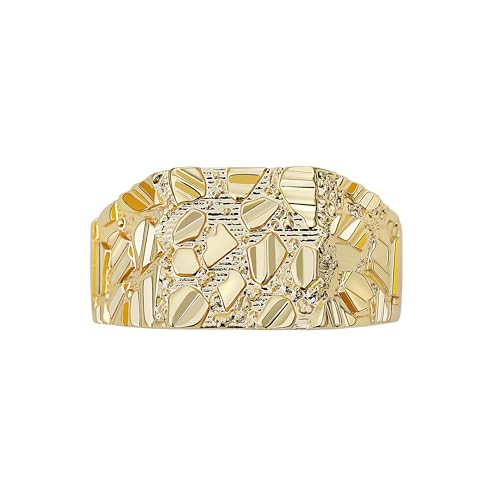 14k Gold Plated Rough Textured Cookie Nugget Rings Smashed Vintage Square Nugget Pinky Ring Men/Women Unisex