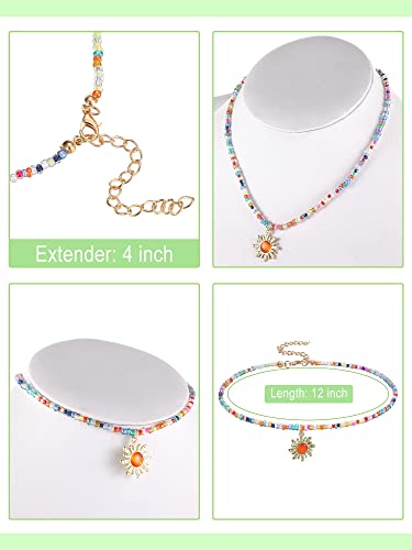 Hicarer 16 Pcs Beaded Choker Necklace Boho Women Summer Beach Colorful Jewelry Bead Seed Beads Choker for Women - style: Fresh