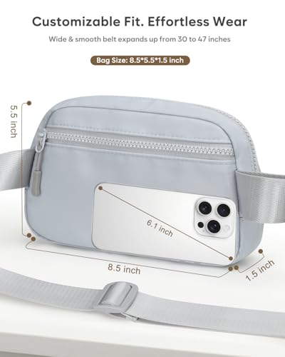 Pritent Fanny Packs for Women Cross Body Bag Waterproof Belt Bag with Adjustable Strap and Zipper Back Pocket Small Crossbody Bags Fashion Waist Packs for Workout Travelling(Light Gray) - color: Light Gray, size: Small