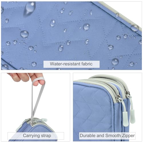 FYY Travel Cable Organizer Pouch Electronic Accessories Carry Case Portable Waterproof Double Layers All-in-One Storage Bag for Cord, Charger, Phone, Pattern Blue - color: Blue-Pattern, style: Small