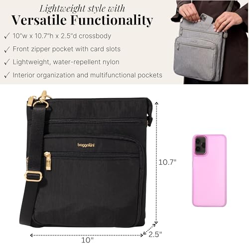 Baggallini womens Out and About Crossbody - color: Black W/ Gold Hardware