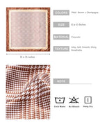 AWAYTR 35” Satin Head Scarf for Women Like Silk Scarf Hair Bandanas Women Large Square Neck Scarf Headscarf Head Wrap - color: Plaid - Brown + Champagne