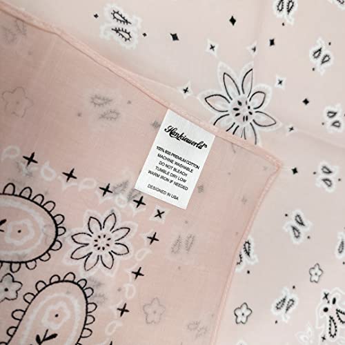 Bandanas for Women and Men，3 Pack Super Soft Thin 60s Preium Cotton 22 inch Handkerchiefs - color: 3 Pack-pink Flower