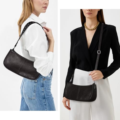 Shoulder Bags for Women Y2k Purse and Handbags Retro Studded Crossbody Bag Small Shoulder Purse Leather Hobo Handbag - color: A1-black