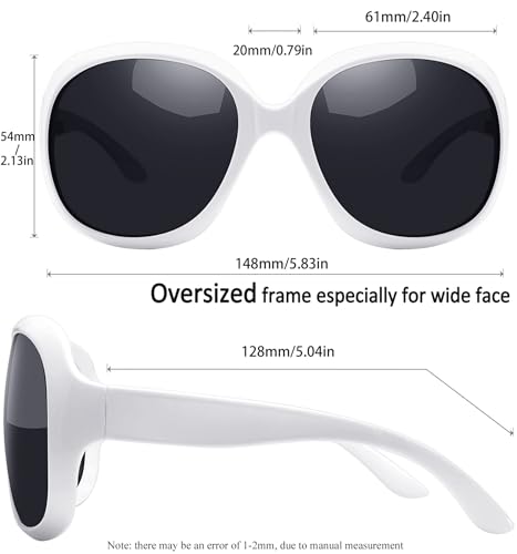 Joopin Oversized Sunglasses Womens Trendy Polarized Large Driving Sun Glasses Ladies UV Protective Big Sunnies Shades - color: B05-gloss White/Black