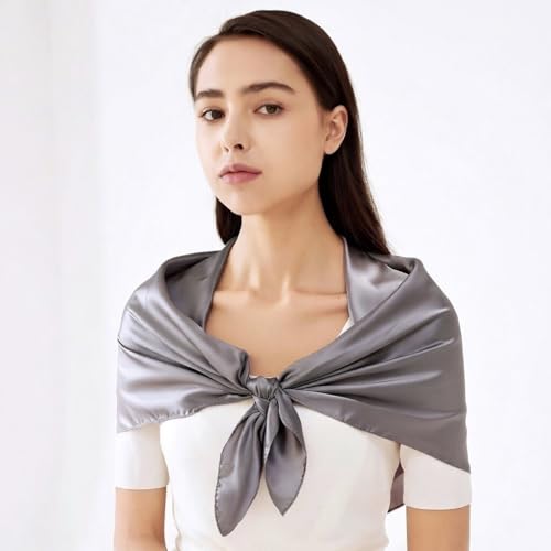 4 Pc Set Large 35 x 35 inches Satin Square Scarves Neck Hair Head Scarf Bundle - color: Set W1