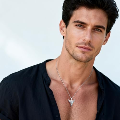 Turquoise Necklaces 925 Sterling Silver Western Necklace Boho Jewelry for Men Women Her Birthday Valentines Day Gifts - style: 3-Cow Skull Necklace