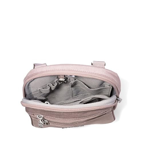 Baggallini Journey Crossbody Bags for Women 9x6 Small Lightweight Travel Handbag W/RFID - color: Blush Shimmer