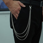 Layered Pants Chain keychain for Women Men Punk Wallet Chains Hiphop Jeans Keychain Halloween Jewelry - style: C-three layered chain