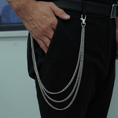 Layered Pants Chain keychain for Women Men Punk Wallet Chains Hiphop Jeans Keychain Halloween Jewelry - style: C-three layered chain