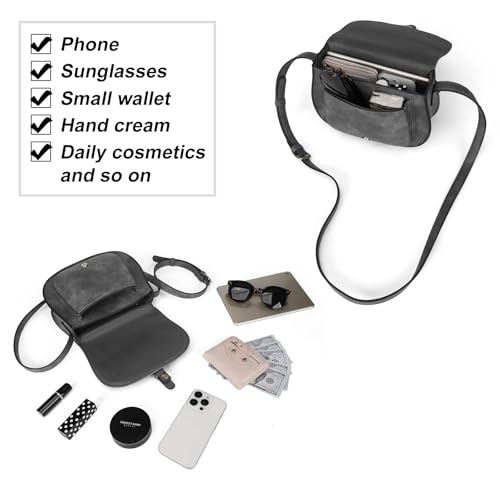 AFKOMST Crossbody Bags for Women,Small Saddle Purse and Boho Cross Body Handbags,Vegan Leather - color: Dark Grey