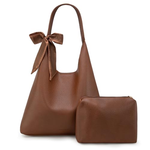 Montana West Slouchy Hobo Bag for Women Shoulder Purses and Handbags with Scarf - color: Dark Brown