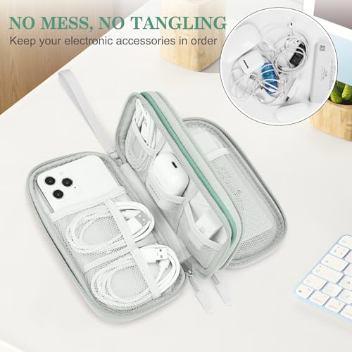 FYY Electronic Organizer, Travel Cable Organizer Bag Pouch Electronic Accessories Carry Case Portable Waterproof Double Layers All-in-One Storage Bag for Cable, Cord, Charger, Phone,-Pattern Green - color: Green-Pattern, style: Small