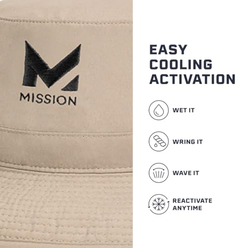 MISSION Cooling Bucket Hat - Unisex Wide-Brim Hat for Men & Women - Lightweight, Foldable & Durable - Cools Up to 2 Hours - color: Khaki