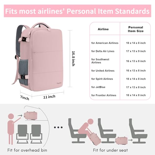 Taygeer Travel Backpack for Women, Carry On Backpack with Water Bottle Pocket & Shoe Pouch, TSA 15.6inch Laptop Mochila Flight Approved, Nurse Bag Casual Daypack for Weekender Business Hiking, Pink - color: Amourpink, size: Large