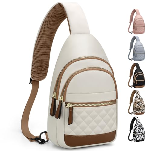 Capolo Sling Bag for Women Men Waterproof Crossbody Bags for Women Trendy Casual Fanny Pack with Convertible Shoulder Strap Chest Bag for Travel Hiking(Beige, Medium) - color: Beige, size: Medium