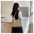 OANEXX Summer Straw Hobo Bags for Women Boho Woven Mesh Beach Tote Bag Large Capacity Crochet Vacation Shoulder Handbag - color: Deep Khaki