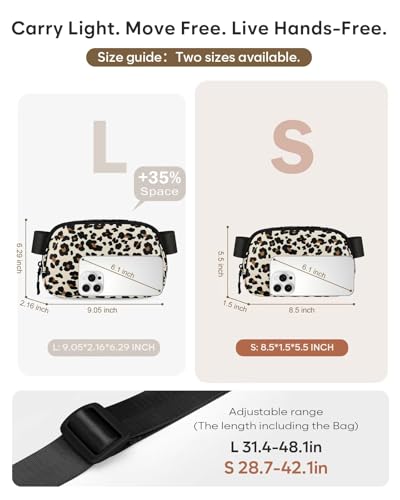 Pritent Fanny Packs for Women Cross Body Bag Waterproof Belt Bag with Adjustable Strap and Zipper Back Pocket Small Crossbody Bags Fashion Waist Packs for Workout Travelling(Leopard) - color: Leopard, size: Small