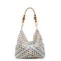 OANEXX Summer Straw Hobo Bags for Women Boho Woven Mesh Beach Tote Bag Large Capacity Crochet Vacation Shoulder Handbag - color: Blue