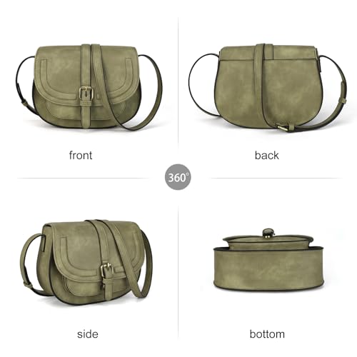 AFKOMST Crossbody Bags for Women,Small Saddle Purse and Boho Cross Body Handbags,Vegan Leather - color: Light Green