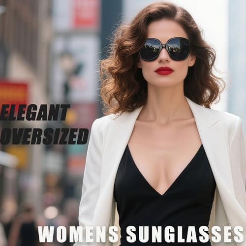 Joopin Oversized Sunglasses Womens Trendy Polarized Large Driving Sun Glasses Ladies UV Protective Big Sunnies Shades - color: B20-pitch Black/Grey